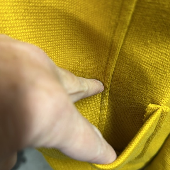 525 America Mustard Yellow Knit 2 Button Blazer Jacket with Pockets Womens Large - Picture 9 of 15
